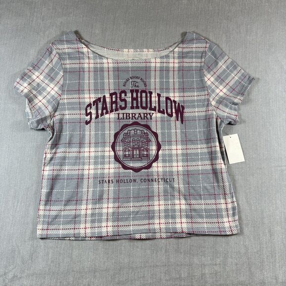 Gilmore Girls Tops - Gilmore Girls Stars Hollow Library Plaid Women’s cropped T-Shirt Medium Rory NWT
